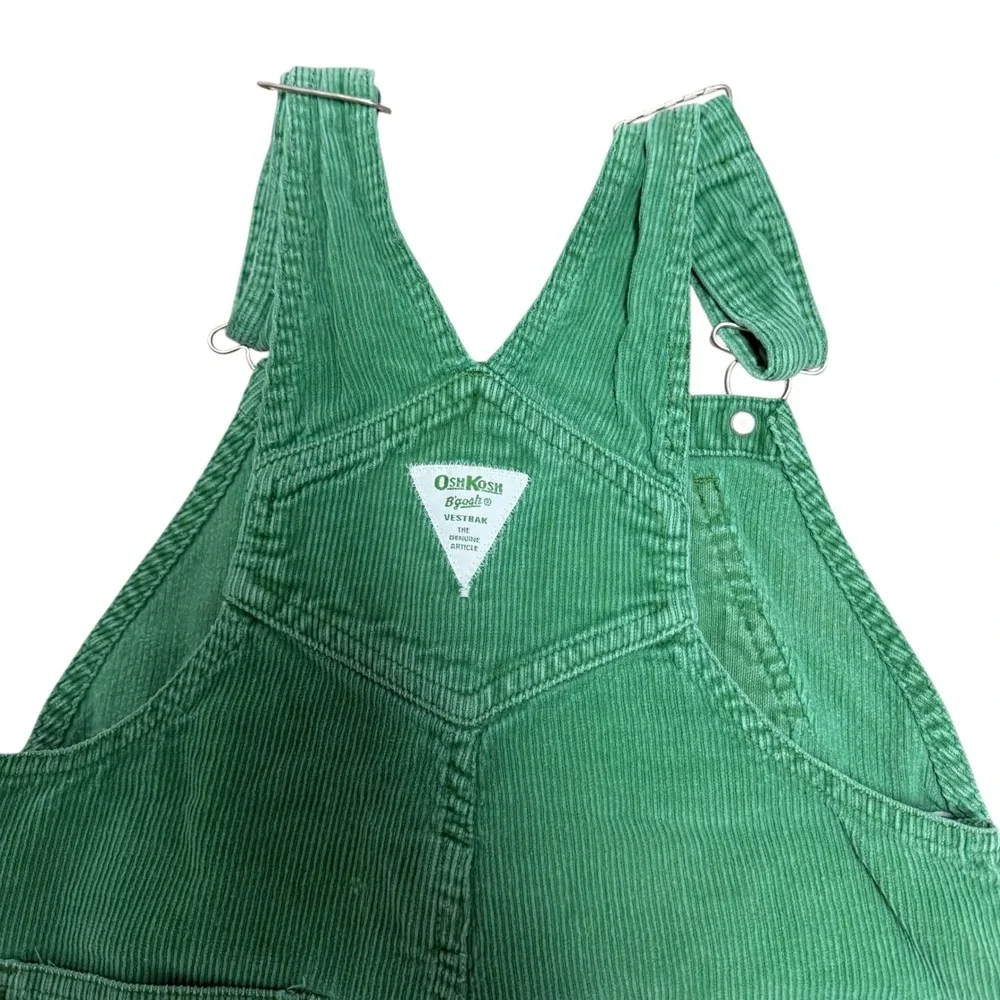 OshKosh Bgosh Kids Vintage Green Corduroy Overalls Size 5